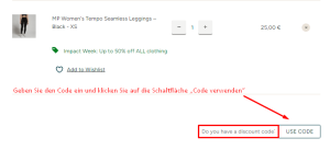 Dies ist ein Bild, das zeigt, wie man einen Rabattcode einlöst